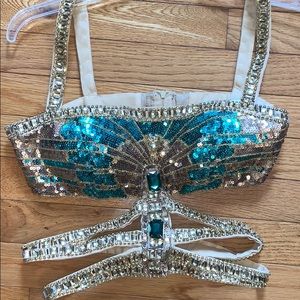 Two piece Teal Sherri Hill Prom Dress